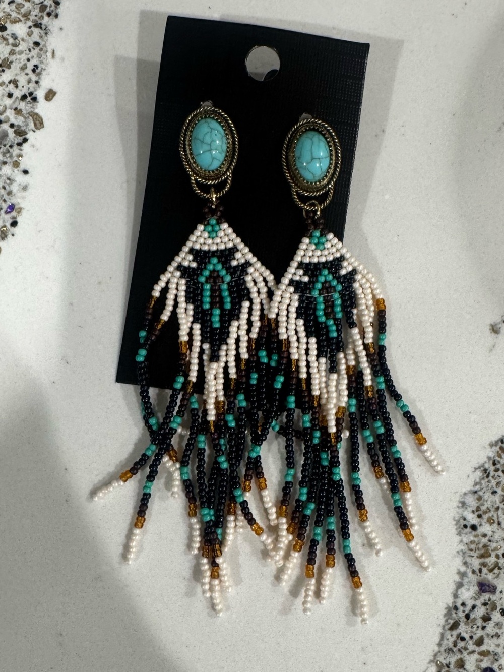 Boho Turquoise Beaded Fringe Earrings - Women Jewelry
